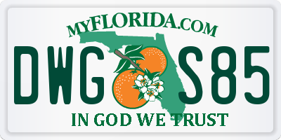 FL license plate DWGS85