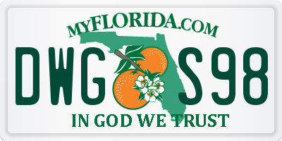 FL license plate DWGS98