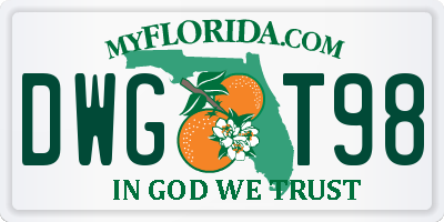 FL license plate DWGT98
