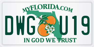FL license plate DWGU19