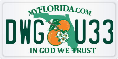 FL license plate DWGU33