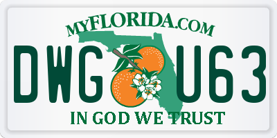 FL license plate DWGU63