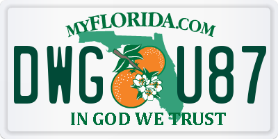 FL license plate DWGU87