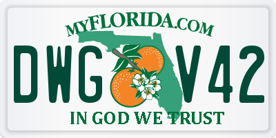 FL license plate DWGV42