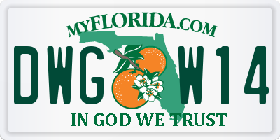 FL license plate DWGW14