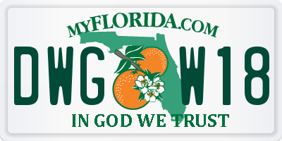 FL license plate DWGW18