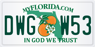 FL license plate DWGW53