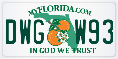 FL license plate DWGW93