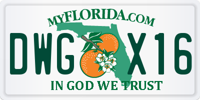 FL license plate DWGX16