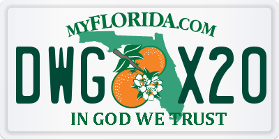 FL license plate DWGX20