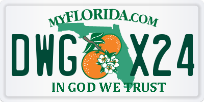 FL license plate DWGX24