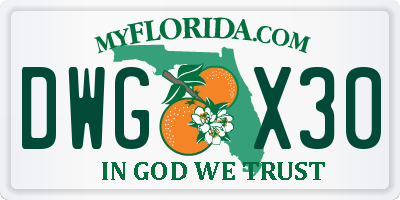FL license plate DWGX30