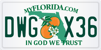 FL license plate DWGX36