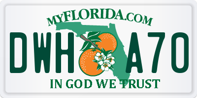 FL license plate DWHA70