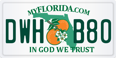 FL license plate DWHB80