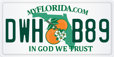 FL license plate DWHB89