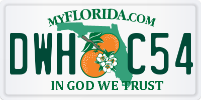 FL license plate DWHC54