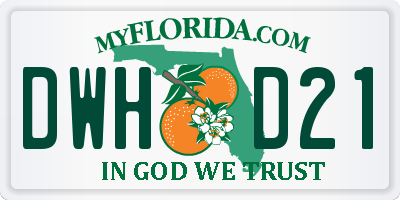 FL license plate DWHD21