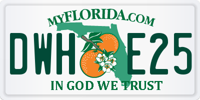 FL license plate DWHE25