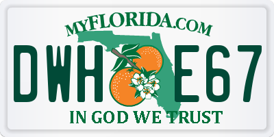 FL license plate DWHE67