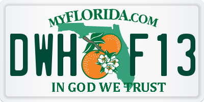 FL license plate DWHF13