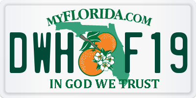 FL license plate DWHF19