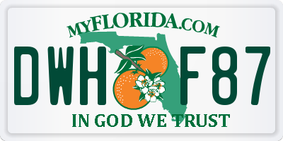 FL license plate DWHF87