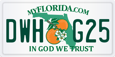 FL license plate DWHG25