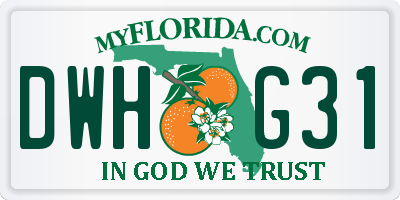 FL license plate DWHG31