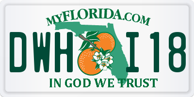 FL license plate DWHI18