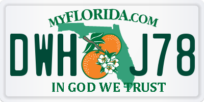 FL license plate DWHJ78