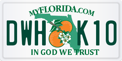 FL license plate DWHK10