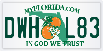 FL license plate DWHL83