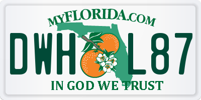 FL license plate DWHL87