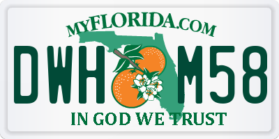 FL license plate DWHM58