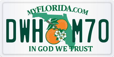 FL license plate DWHM70