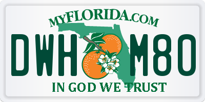 FL license plate DWHM80