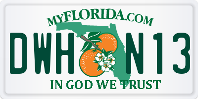 FL license plate DWHN13