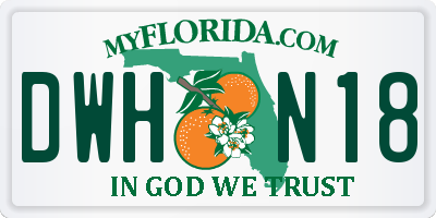 FL license plate DWHN18