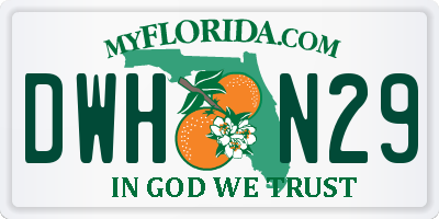FL license plate DWHN29