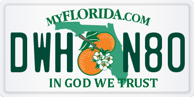 FL license plate DWHN80