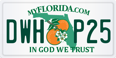 FL license plate DWHP25
