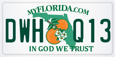 FL license plate DWHQ13