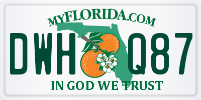 FL license plate DWHQ87