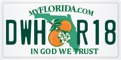 FL license plate DWHR18