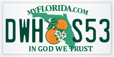 FL license plate DWHS53