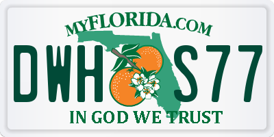 FL license plate DWHS77