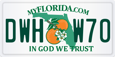 FL license plate DWHW70