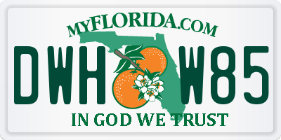 FL license plate DWHW85