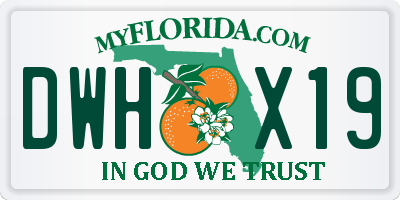 FL license plate DWHX19